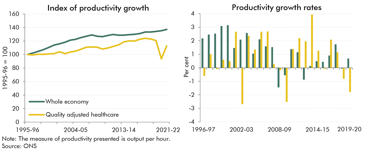 Chart 3.12: Productivity growth in the healthcare sector and the whole economy